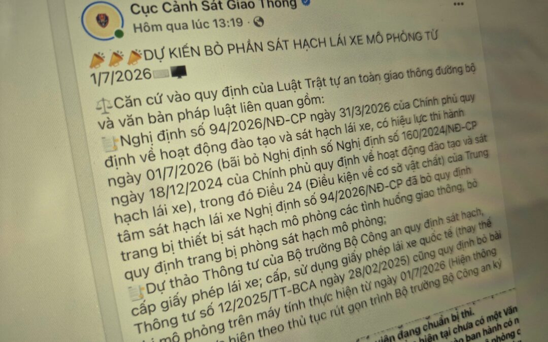 Vietnam : À compter du 1er juillet 2026, l’épreuve de conduite simulée devrait être supprimée.